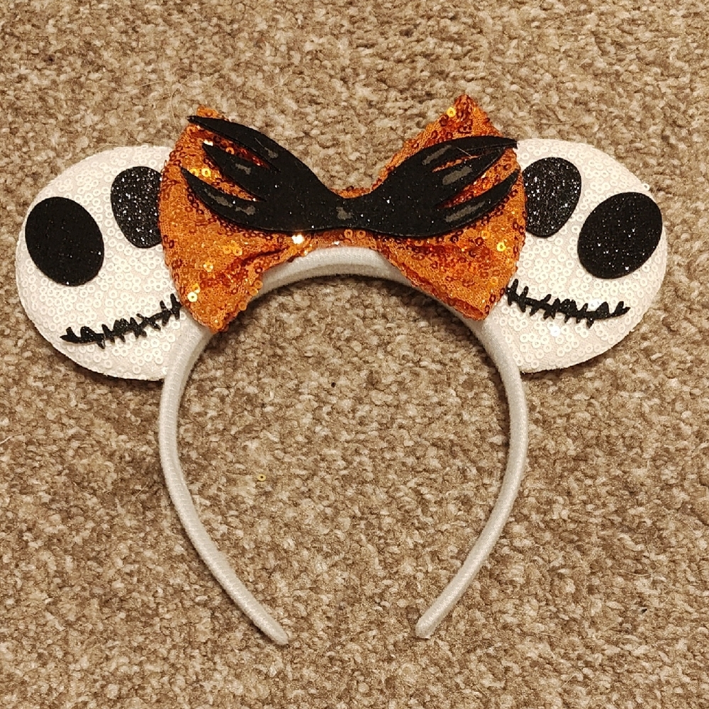 Halloween Jack Headband with Orange Bow
